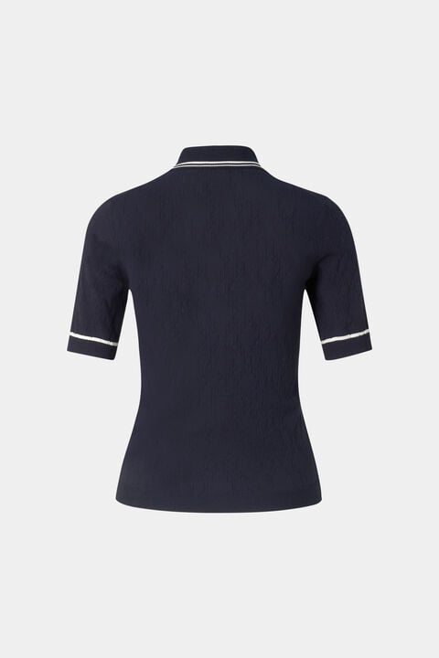 Mandy Knitted Polo Shirt In Navy Blue