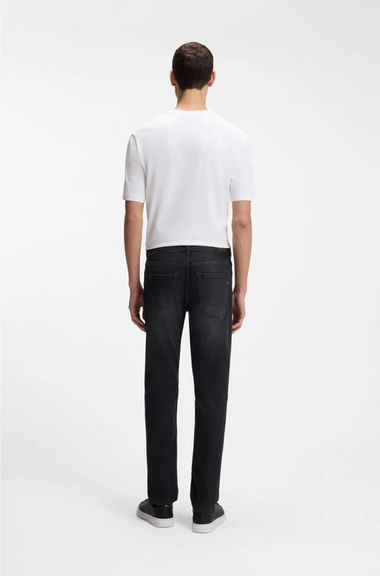 DELAWARE SLIM-FIT JEANS IN BLACK SUPER-SOFT ITALIAN DENIM