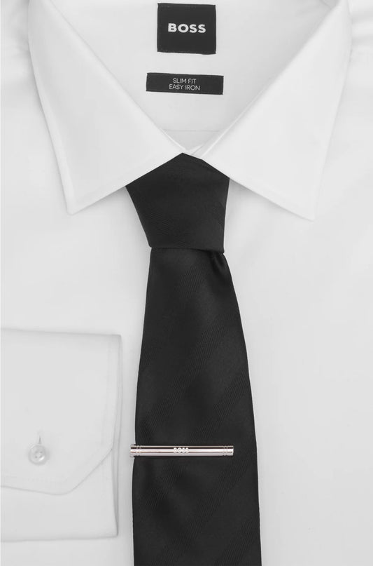 GIFT-BOXED BRASS CUFFLINKS AND TIE BAR SET