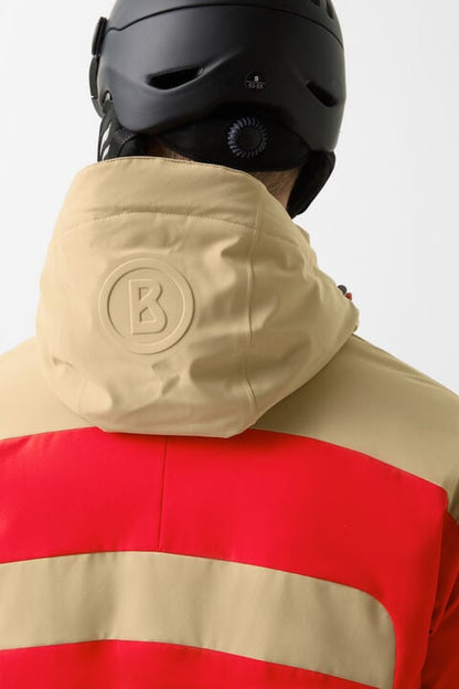Danjo Down Ski Jacket In Red/Beige