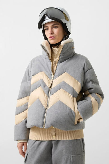 Valea Down Ski Jacket In Grey/Cream