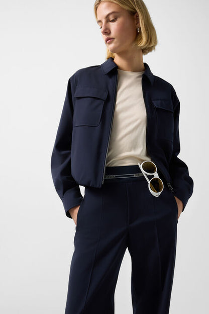 Terry Virgin Wool Trousers In Navy Blue