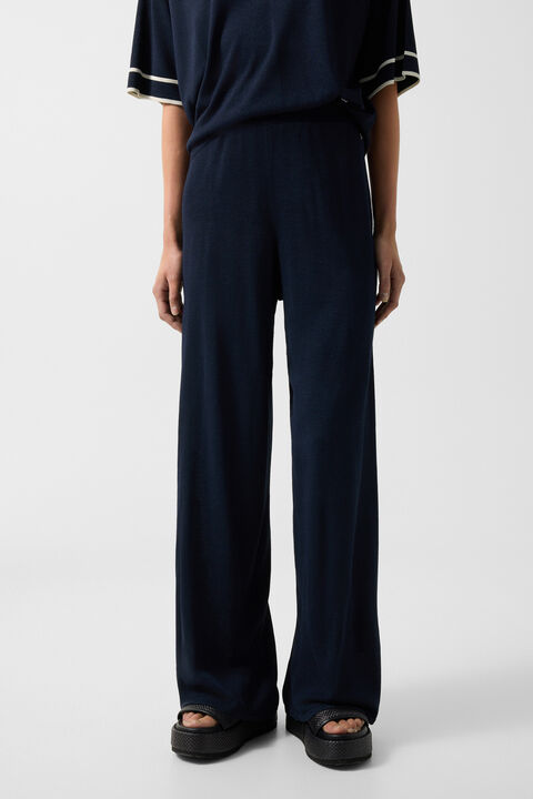 Paula Knitted Trousers In Navy Blue