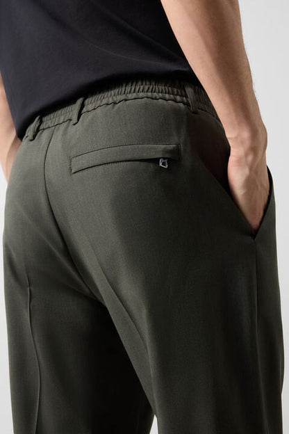 Marcus Virgin Wool Trousers In Olive Green