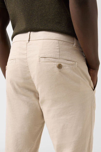 Linen Mix Chinos Riley Casual In Beige
