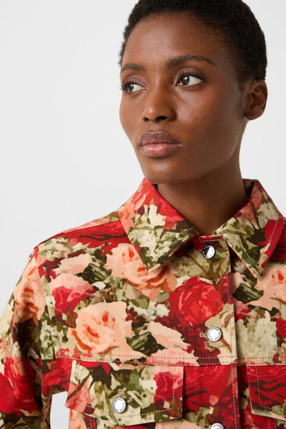 Jaclyn Denim Jacket In Red/Green