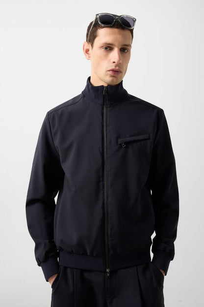 Virgin Wool Jacket Milan In Dark Blue