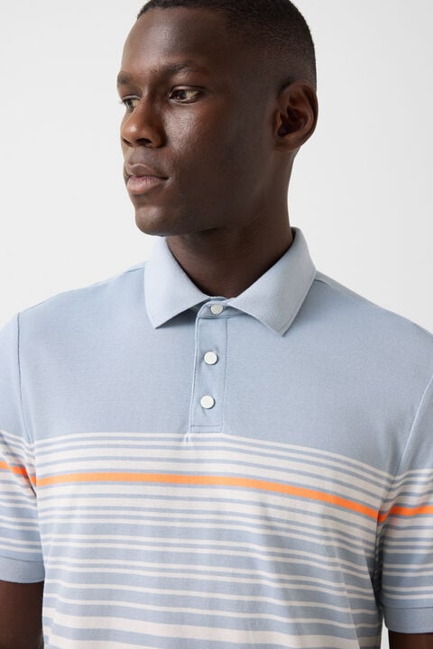 Jannes Polo Shirt In Misty Blue/White/Orange