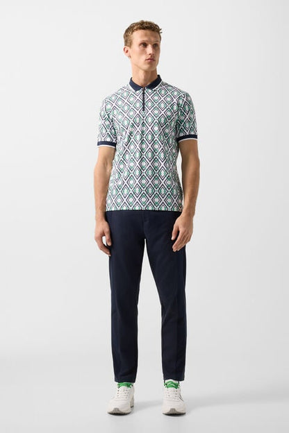 Valentin Functional Short-Sleeved Top In Navy Blue/Green/White