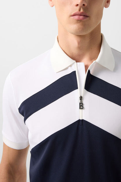 Cuno Functional Short-Sleeved Top In Navy Blue/White