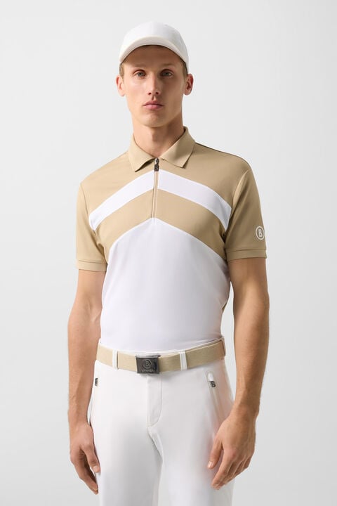 Cuno Functional Short-Sleeved Top In Beige/White