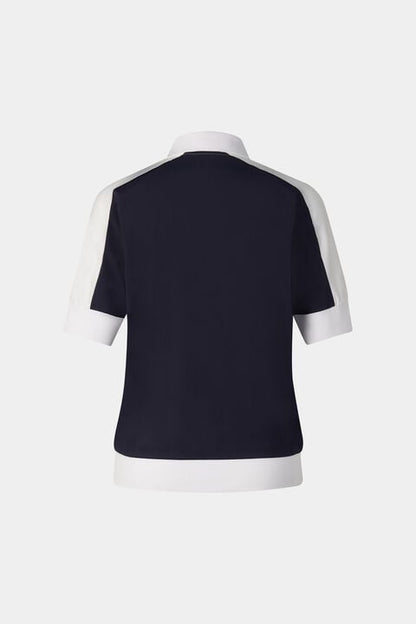 Arabell Functional Short-Sleeved Top In Navy Blue/White