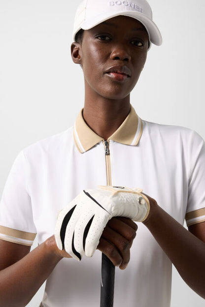 Laurina Functional Short-Sleeved Top In White/Camel