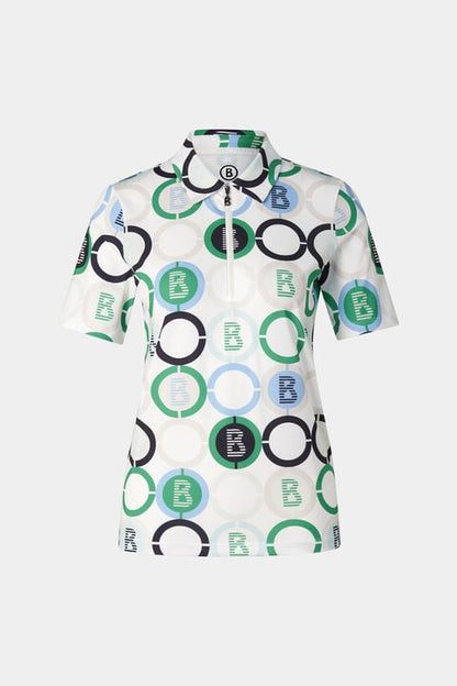 Taya Functional Short-Sleeved Top In Green/Blue/Off-White