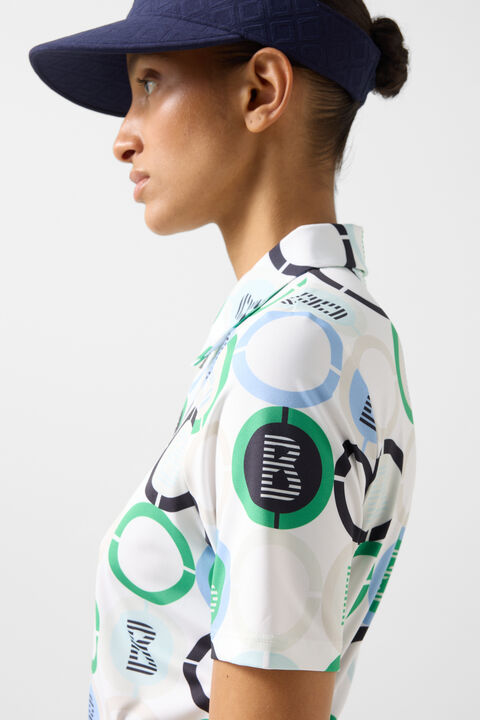 Taya Functional Short-Sleeved Top In Green/Blue/Off-White