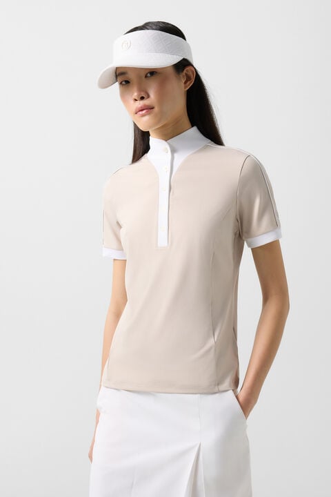 Katrina Functional Short-Sleeved Top In Sand/White