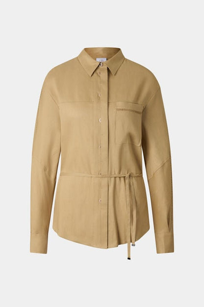 Catrina Linen Blend Blouse In Camel