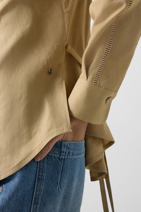 Catrina Linen Blend Blouse In Camel