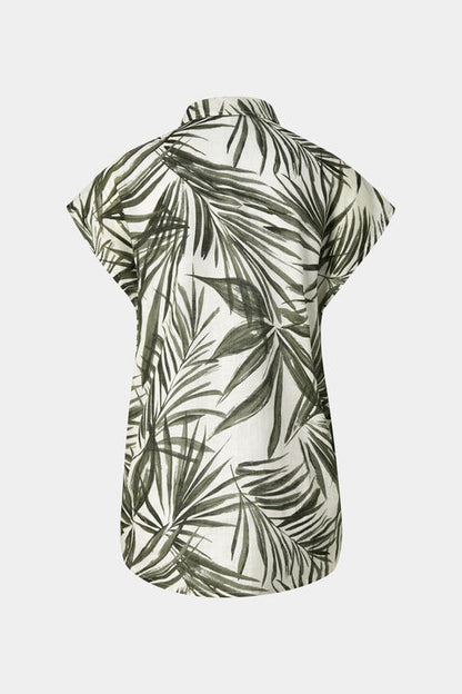 Charlet Linen Blouse In Olive Green/Cream