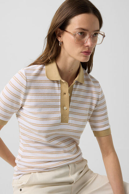 Wendy Polo Shirt In Camel/Off-White