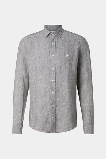 Timi Linen Shirt In Olive Green/White
