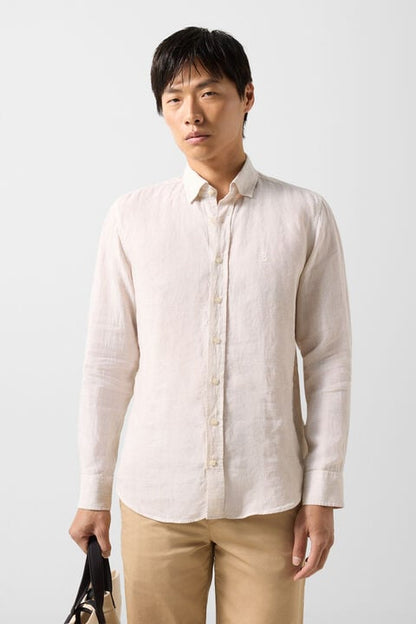 Timi Linen Shirt In Sand/White