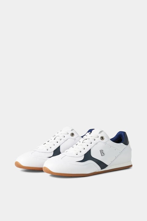 Monza Trainers In White/Navy Blue
