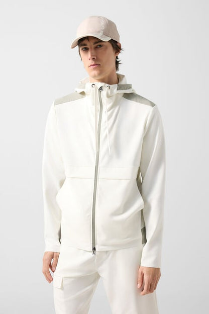 Ernesto Jersey Jacket In Off-White/Khaki