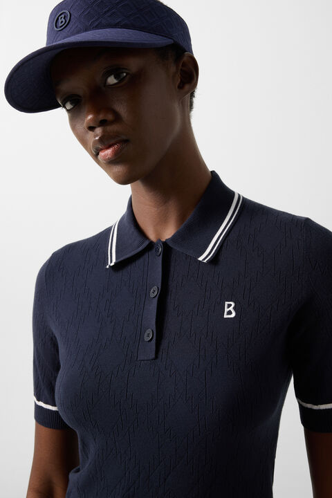 Mandy Knitted Polo Shirt In Navy Blue