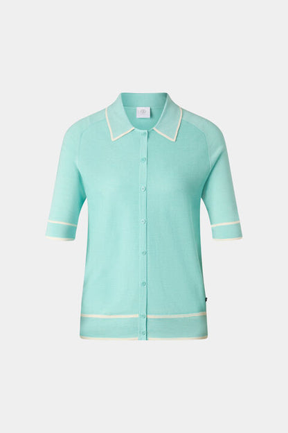 Peaches Silk Knit Jacket In Cyan-Blue