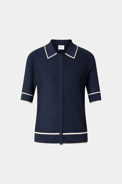 Peaches Silk Knit Jacket In Navy Blue