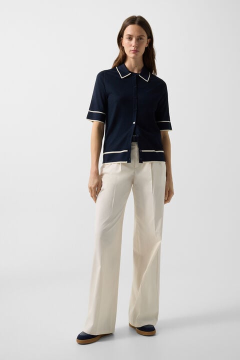 Peaches Silk Knit Jacket In Navy Blue