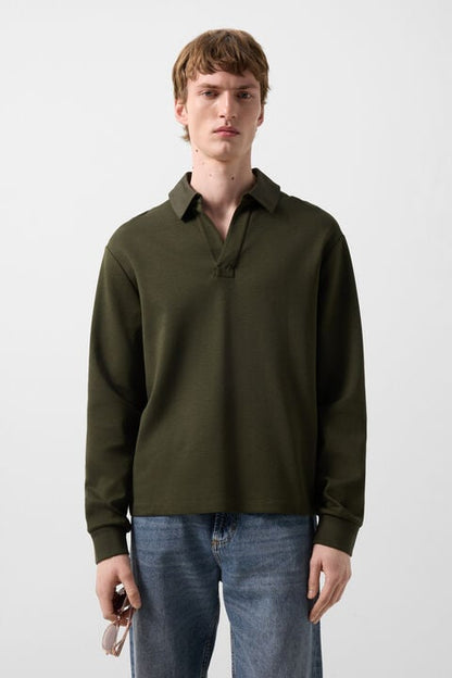Lionel polo sweatshirt in Olive green