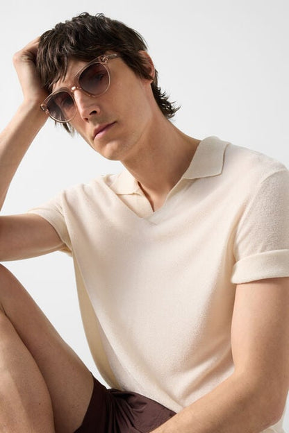 Finn Knitted Polo Shirt In Off-White