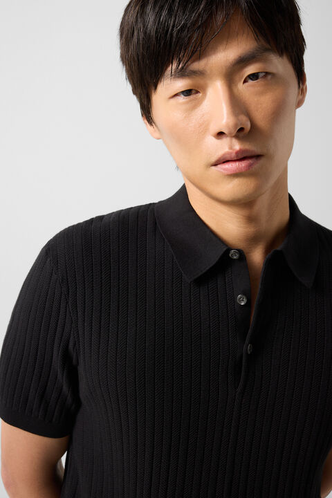 Tobias Knitted Polo Shirt In Black