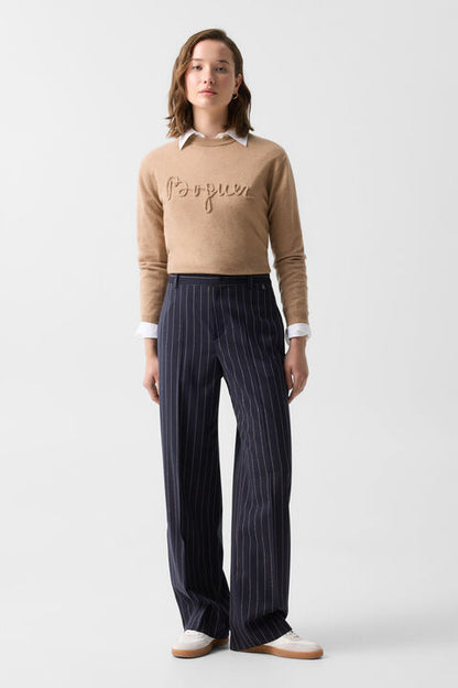 Joya Virgin Wool Trousers In Navy Blue