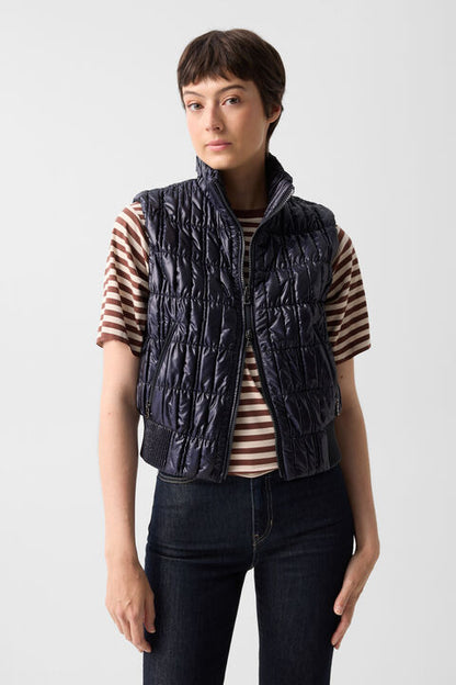 Sally Quilted Waistcoat In Navy Blue