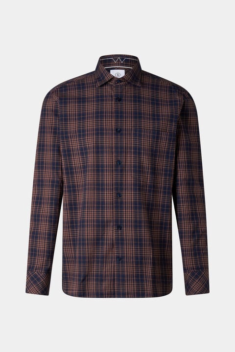 Hardy Cotton Shirt In Brown/Navy Blue