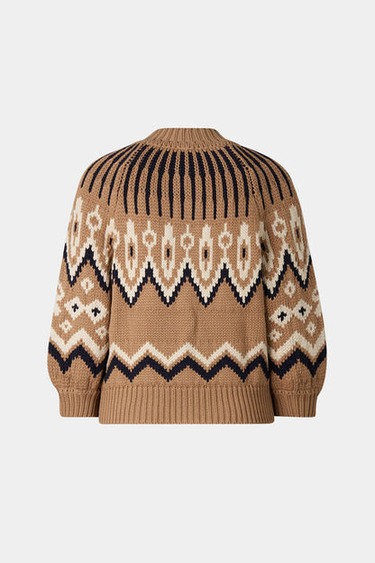 Norwegian Knit Jacket Aurora In Camel/Black