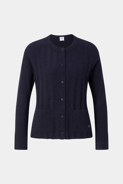 Tanja Virgin Wool Cashmere Cardigan In Navy Blue