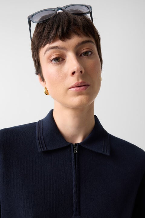 Maureen Virgin Wool Polo Shirt In Navy Blue