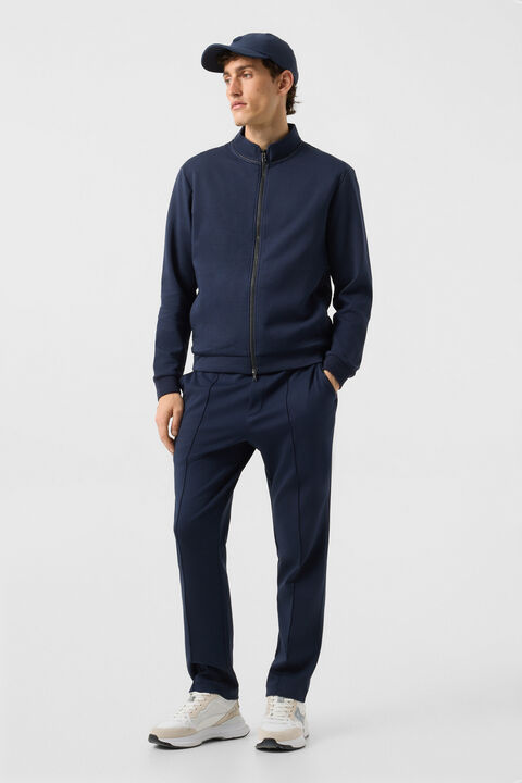 Spencer Jersey Jacket In Navy Blue