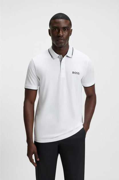 PADDY COTTON-BLEND POLO SHIRT WITH CONTRAST LOGOS