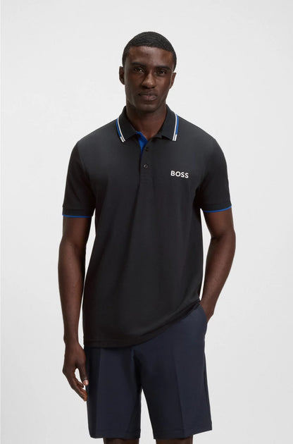 PADDY COTTON-BLEND POLO SHIRT WITH CONTRAST LOGOS