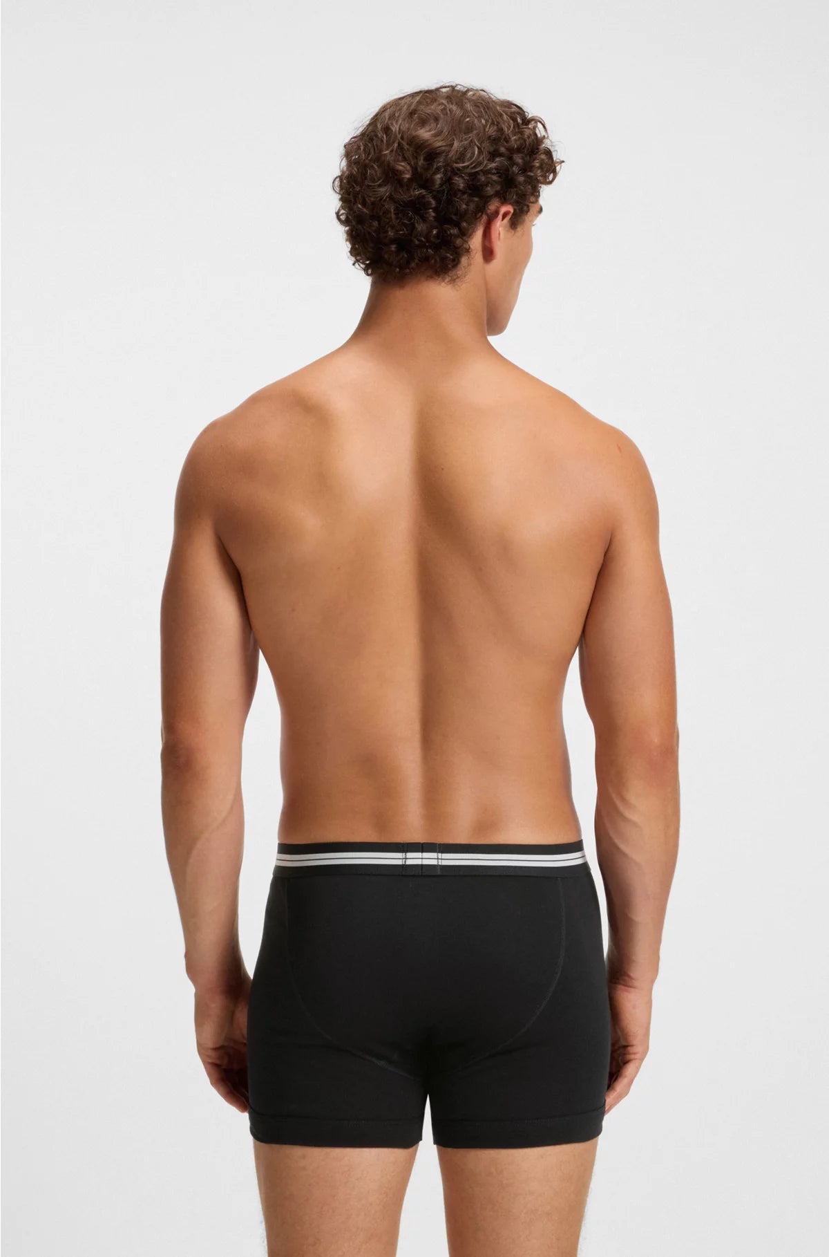BUTTON-FLY COTTON TRUNKS WITH LOGO WAISTBAND