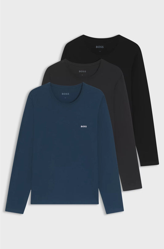THREE-PACK OF UNDERWEAR T-SHIRTS IN COTTON WITH LOGOS
