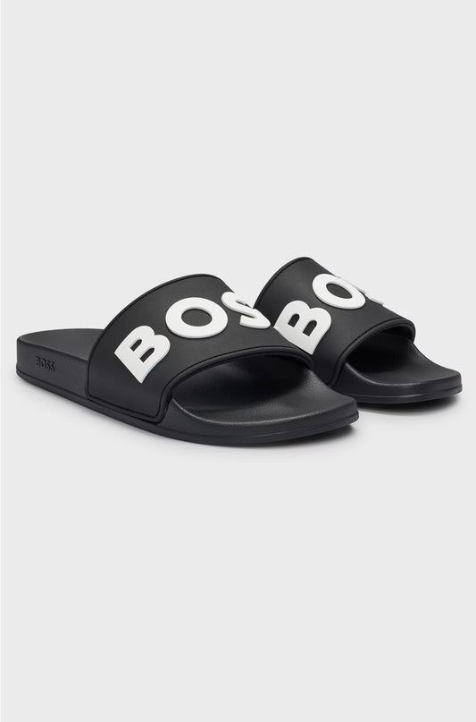 ITALIAN-MADE SLIDES WITH RAISED LOGO