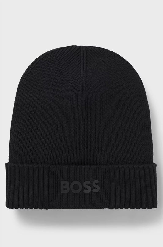 LOGO-DETAIL BEANIE HAT IN COTTON AND VIRGIN WOOL
