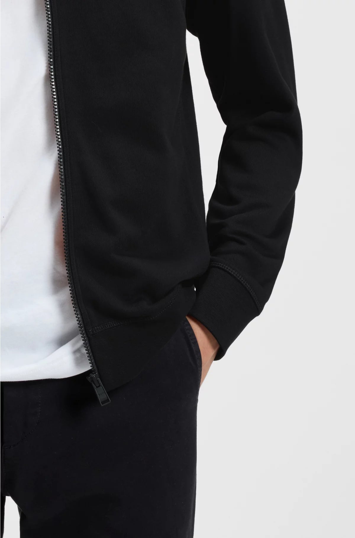 ZIP-UP JACKET IN COTTON TERRY WITH LOGO BADGE