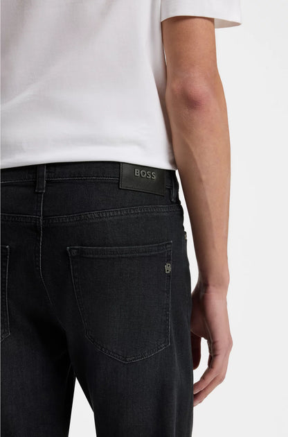 DELAWARE SLIM-FIT JEANS IN BLACK SUPER-SOFT ITALIAN DENIM